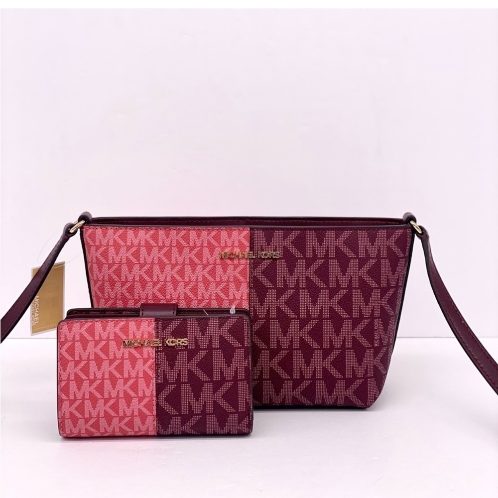 Michael Kors Jet Set Small Two-Tone Logo Crossbody Bag and Wallet Set - Picture 3 of 13